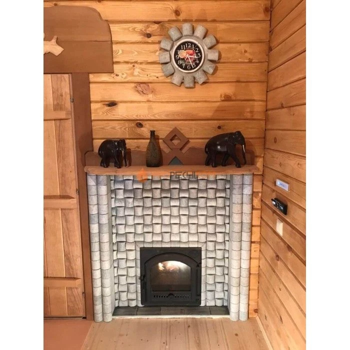 Чугунная печь для бани Инжкомцентр ВВД Калита Князь (талькохлорит) с чугунной дверцей, дымоход сверху