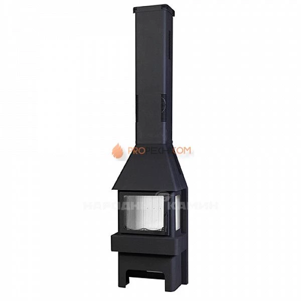 Печь-камин Бавария 3 стекла чёрная