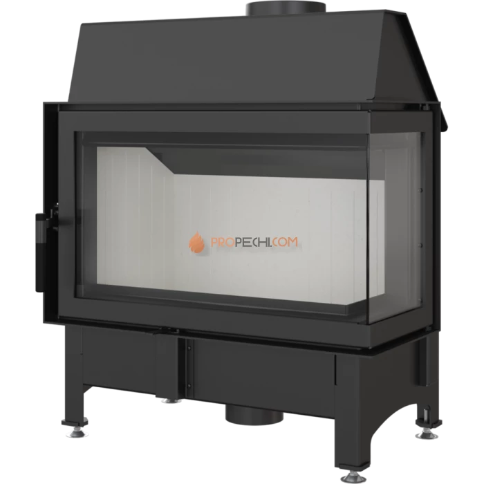 Каминная топка стальная Kratki Zibi/P/BS (угловое стекло справа) (11 кВт)