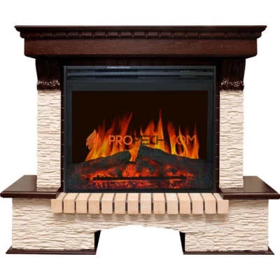 Каминокомплект Royal Flame Pierre Luxe - Темный дуб / Сланец бежевый с очагом Jupiter FX New