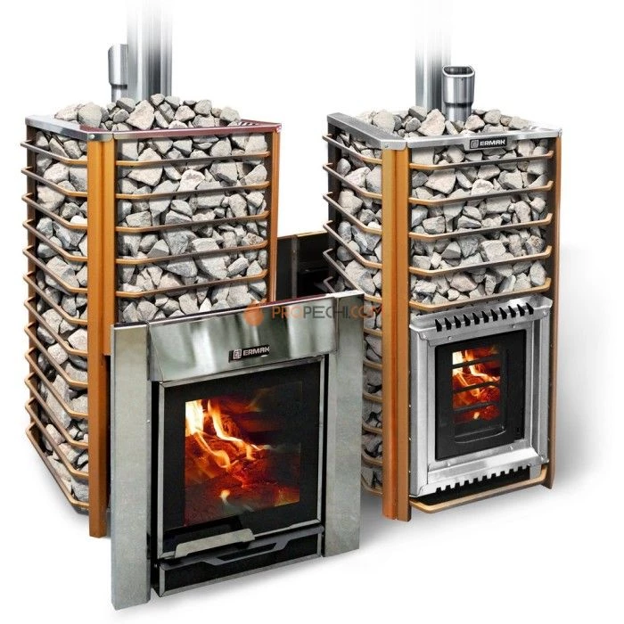 Дровяная печь для бани Ермак 24 Сетка-Люкс (нержавейка)