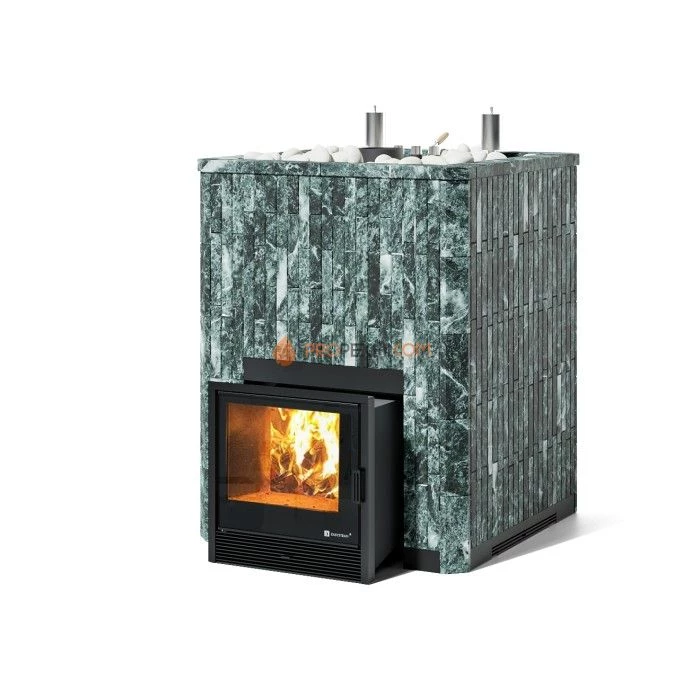 Дровяная печь для бани ИзиСтим Домна 60 К в полноценном наборном кожухе из змеевика