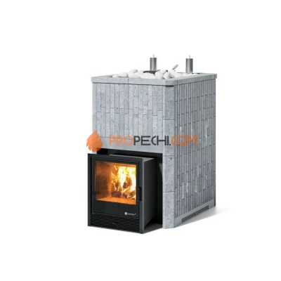 Дровяная печь для бани ИзиСтим Домна 45 К в полноценном наборном кожухе из талькохлорита
