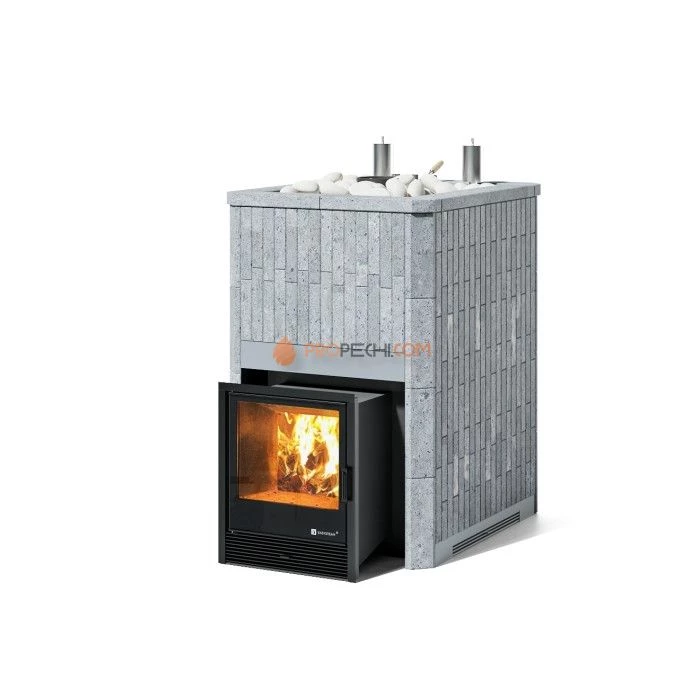 Дровяная печь для бани ИзиСтим Домна 45 К в полноценном наборном кожухе из талькохлорита