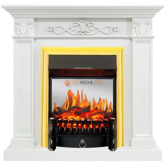 Каминокомплект Royal Flame Verona - Белый дуб с очагом Fobos FX M Brass
