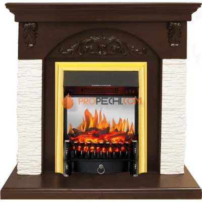 Каминокомплект Royal Flame Bern Сланец мелкий белый / Темный дуб с очагом Fobos FX M Brass