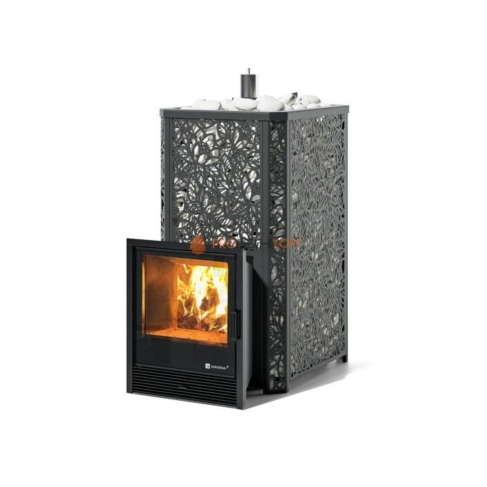 Дровяная печь для бани ИзиСтим Ялта 40/2024 в кожухе Хохлома черный