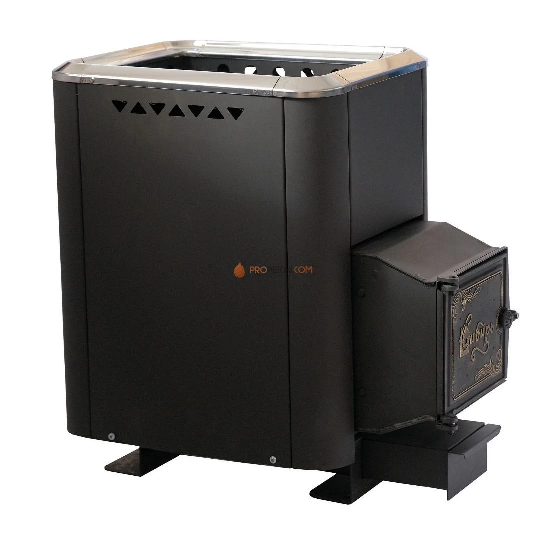 Чугунная банная печь "Сибирь-18" конвекционная с чугунной топочной дверцей