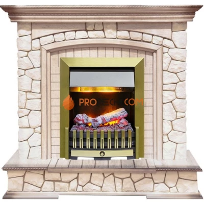 Каминокомплект Dimplex Preston - Белый/Слоновая кость с патиной с очагом Danville Antique Brass FB2