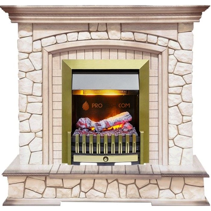 Каминокомплект Dimplex Preston - Белый/Слоновая кость с патиной с очагом Danville Antique Brass FB2