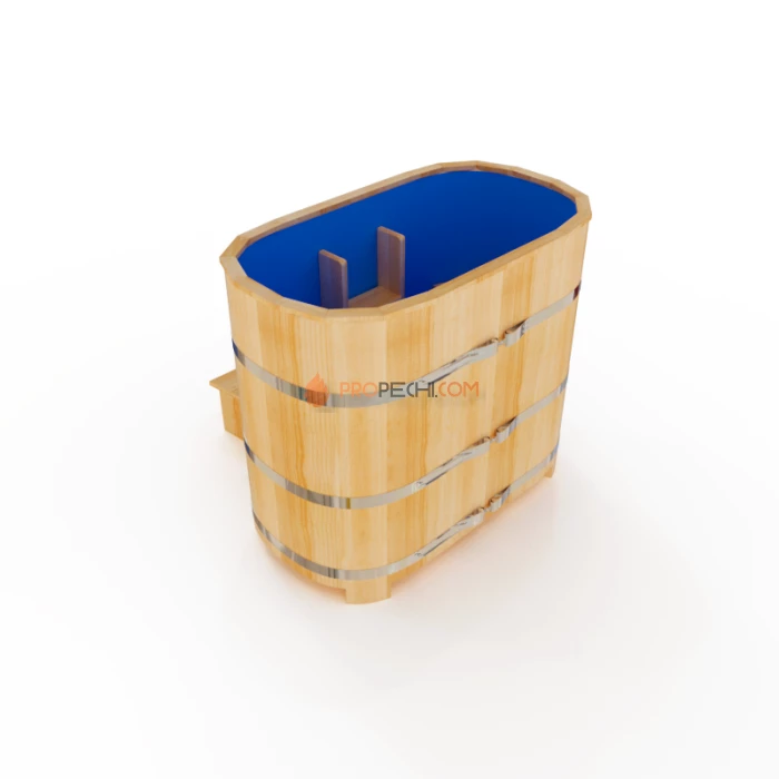 Купель овальная НКЗ PREMIUM из кедра, с пластиковой вставкой, 120x78x100 см