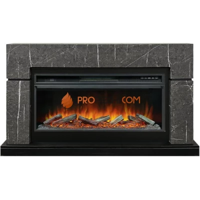 Каминокомплект Royal Flame Lindos 42 SFT - Серый мрамор (Ширина 1470мм) с очагом Vision 42 LOG LED