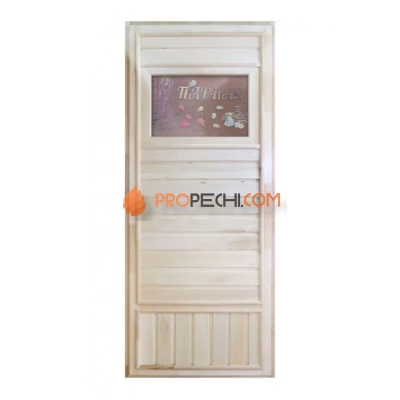 Дверь для бани DoorWood деревянная Вагонка эконом со стеклом Дженифер (1850x750 мм)