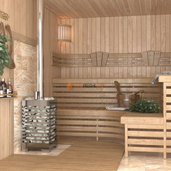 Дровяная печь для бани ASTON 16 INOX стекло