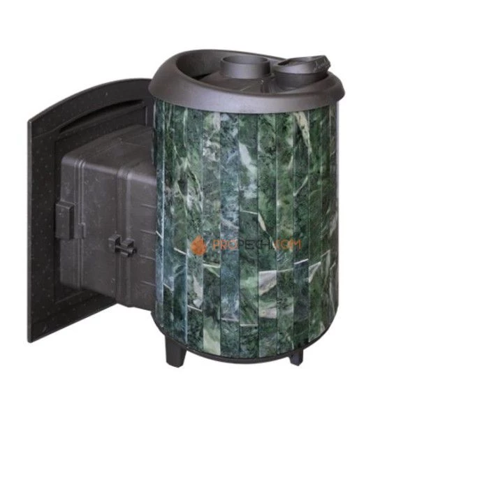 Чугунная печь для бани Атмосфера в ламелях Змеевик наборный до 22 м³