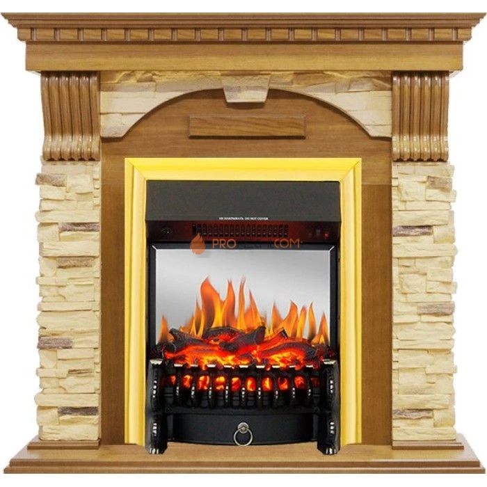 Каминокомплект Royal Flame Dublin - Дуб / Сланец с очагом Fobos FX M Brass