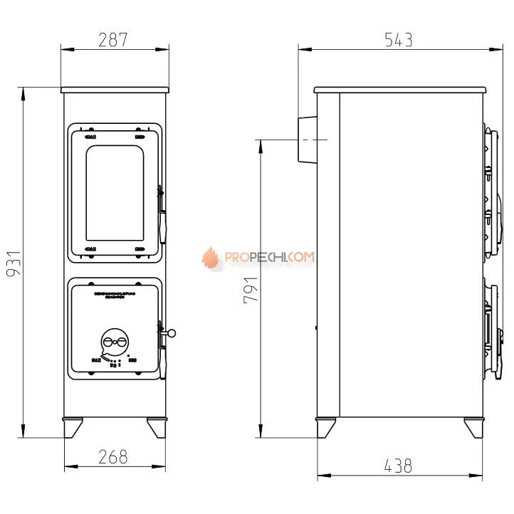 Печь-камин Thorma Flensburg, черная