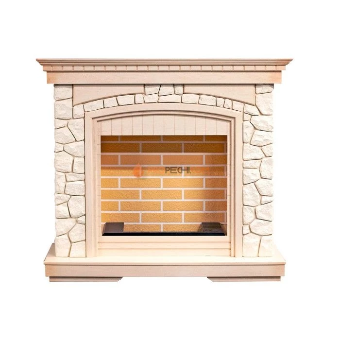 Каминокомплект Dimplex Glasgow - Слоновая кость с патиной/Белый с очагом Cassette 400 LNH-INT (с дровами)