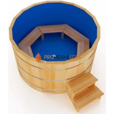 Купель круглая НКЗ PREMIUM из кедра, с пластиковой вставкой, диаметр 220 см, высота 120 см