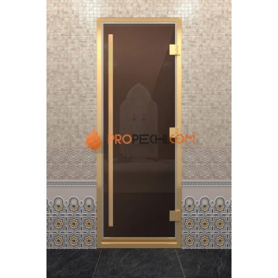 Дверь для хамама DoorWood Престиж Золотой профиль Бронза, 2000х800 мм