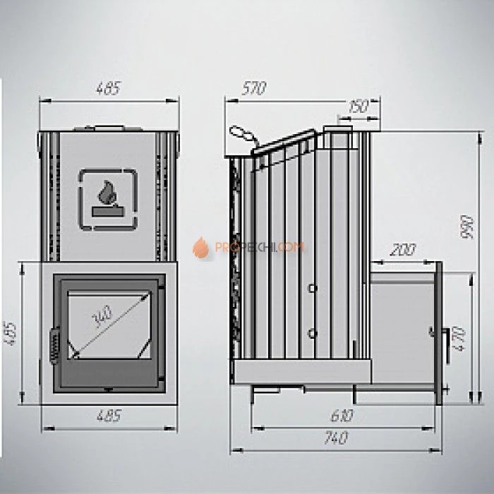 Дровяная печь для бани Варвара Терма Каменка Мини (до 12 куб.м)