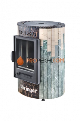 Печь-камин Ферингер Нелжа Змеевик + "Окаменевшее дерево"