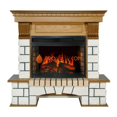 Каминокомплект Royal Flame Pierre Luxe - Белый / Дуб с очагом Dioramic 25 LED FX