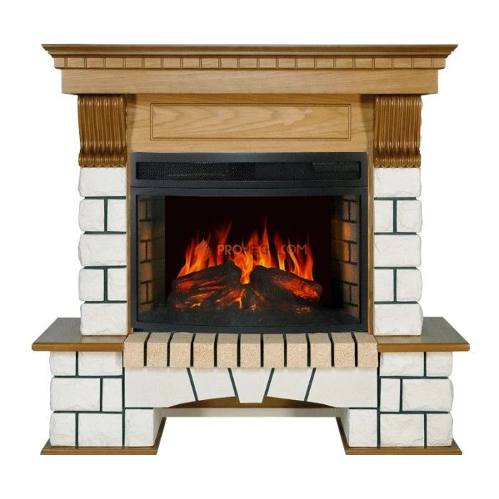 Каминокомплект Royal Flame Pierre Luxe - Белый / Дуб с очагом Dioramic 25 LED FX