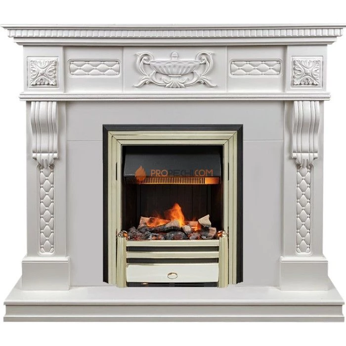 Каминокомплект Dimplex Corsica - Матовый белый (Ширина 1100) с очагом Cavendish