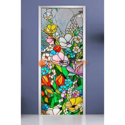 Стеклянная межкомнатная дверь DoorWood с фотопечатью Stained Glass-03, 2000х700 мм