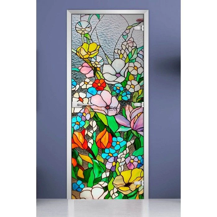 Стеклянная межкомнатная дверь DoorWood с фотопечатью Stained Glass-03, 2000х700 мм