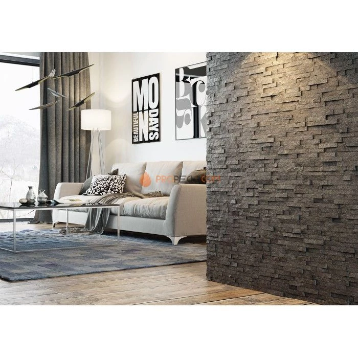 Панель Классик Кварцит Черный (600х150мм) упак. (7шт/0,63м2)