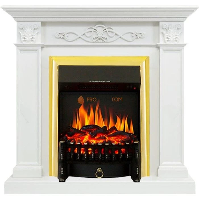 Каминокомплект Royal Flame Verona - Белый дуб с очагом Fobos FX Brass