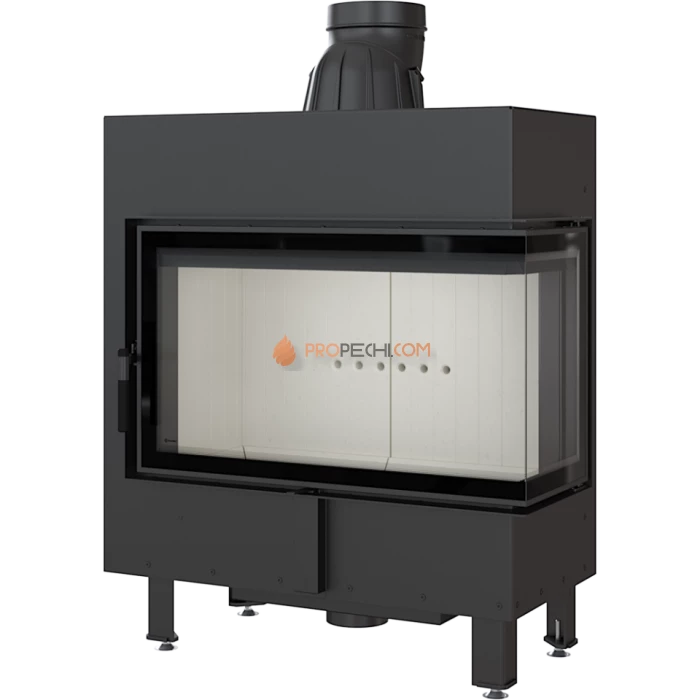 Каминная топка стальная Kratki LUCY/14/P/BS (угловое стекло справа) (14 кВт)