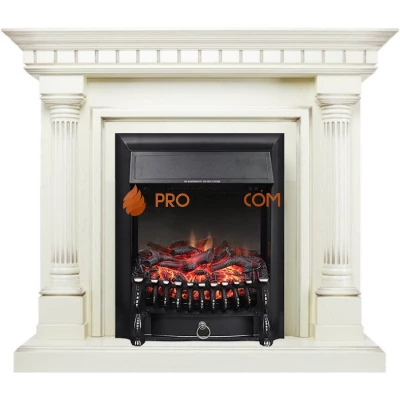 Каминокомплект Royal Flame Dallas - Слоновая кость с патиной с очагом Fobos FX Black