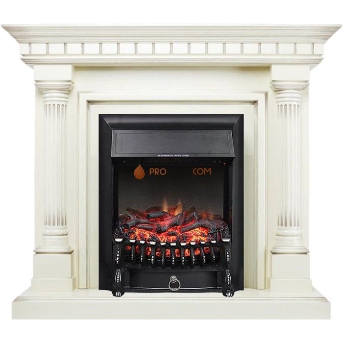 Каминокомплект Royal Flame Dallas - Слоновая кость с патиной с очагом Fobos FX Black