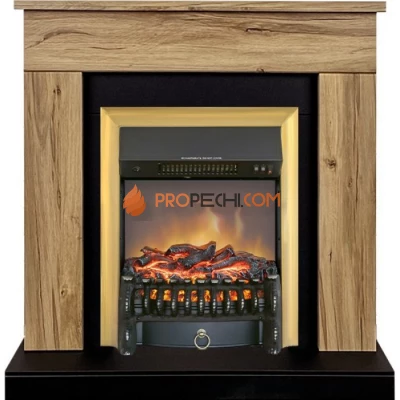 Каминокомплект Royal Flame Bergen (Разборный) - Дуб галифакс (Ширина 900 мм) с очагом Fobos FX M Brass