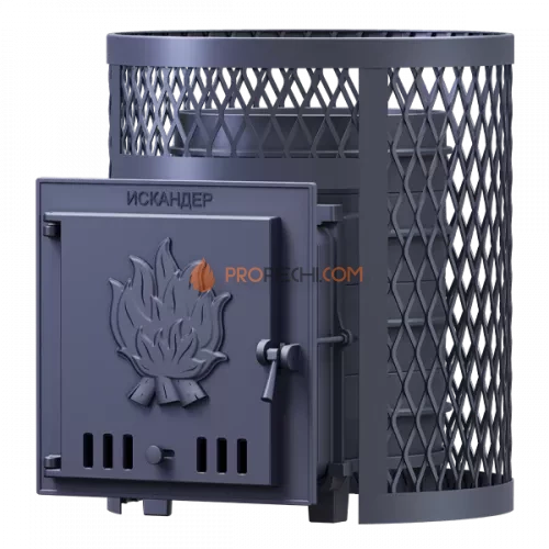 Чугунная банная печь Технолит Искандер 25 в сетке