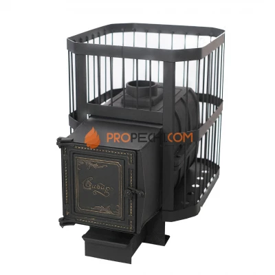 Чугунная банная печь "Сибирь-18" с универсальной чугунной топочной дверцей