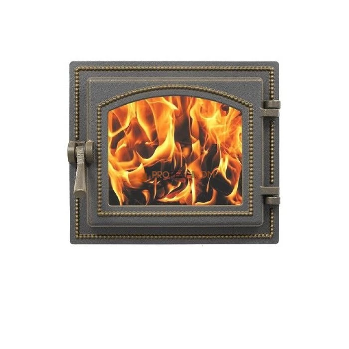 Печная дверца Везувий 260 стекло (бронза)