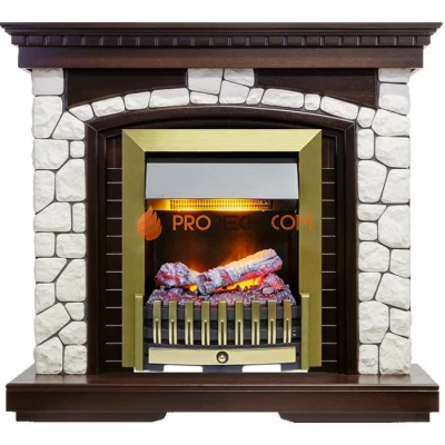 Каминокомплект Dimplex Glasgow - Темный дуб / Белый с очагом Danville Antique Brass FB2