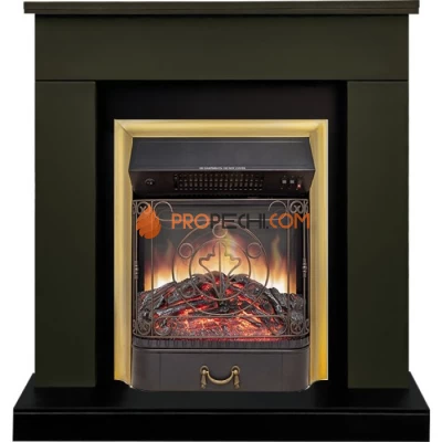 Каминокомплект Royal Flame Bergen (Разборный) - Темная олива (Ширина 900 мм) с очагом Majestic FX M Brass