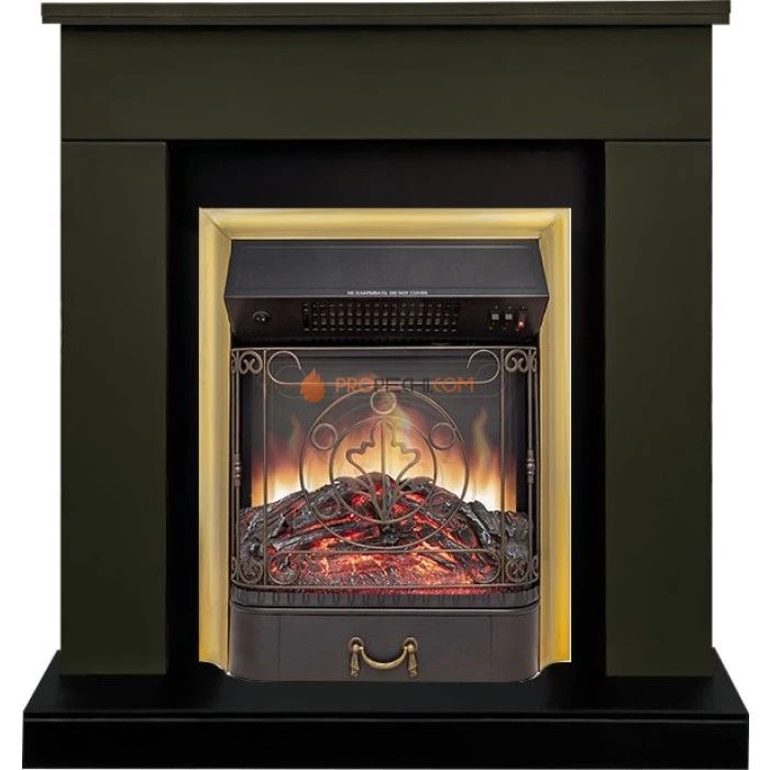 Каминокомплект Royal Flame Bergen (Разборный) - Темная олива (Ширина 900 мм) с очагом Majestic FX M Brass