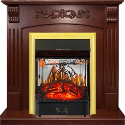 Каминокомплект Royal Flame Sorrento угловой - Орех с очагом Majestic FX M Brass