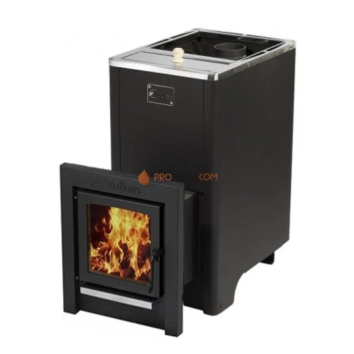 Дровяная печь для бани Вулкан Эльбрус 20 Тоннель стекло с баком