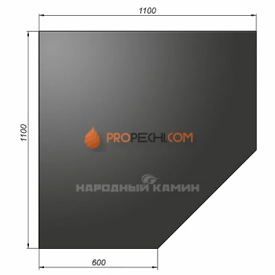 Лист напольный угловой 1100х1100х2 чёрный