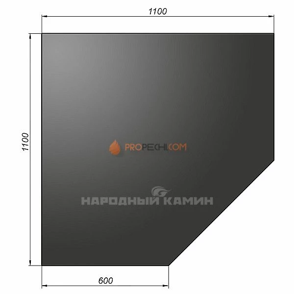 Лист напольный угловой 1100х1100х2 чёрный