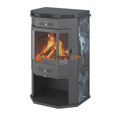 Печь-Камин ASTON 12 кВт (200 м³) Призматик с плитой (Амфиболит)