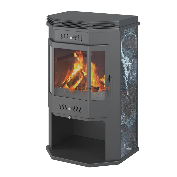Печь-Камин ASTON 12 кВт (200 м³) Призматик с плитой (Амфиболит)
