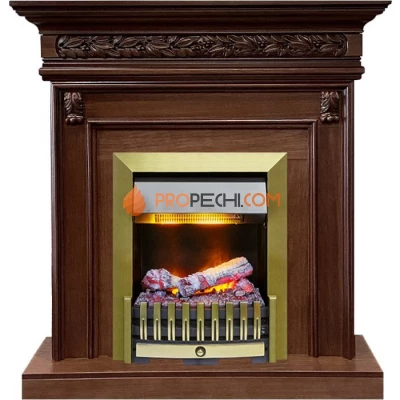 Каминокомплект Dimplex Valletta - Темный дуб с очагом Danville Antique Brass FB2